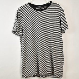 Forever 21 Men Basic Black and White Striped Crew Short Sleeve Tee Size Medium